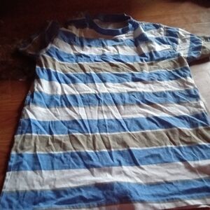 Tommy Hilfiger Blue and Tan Striped Tee